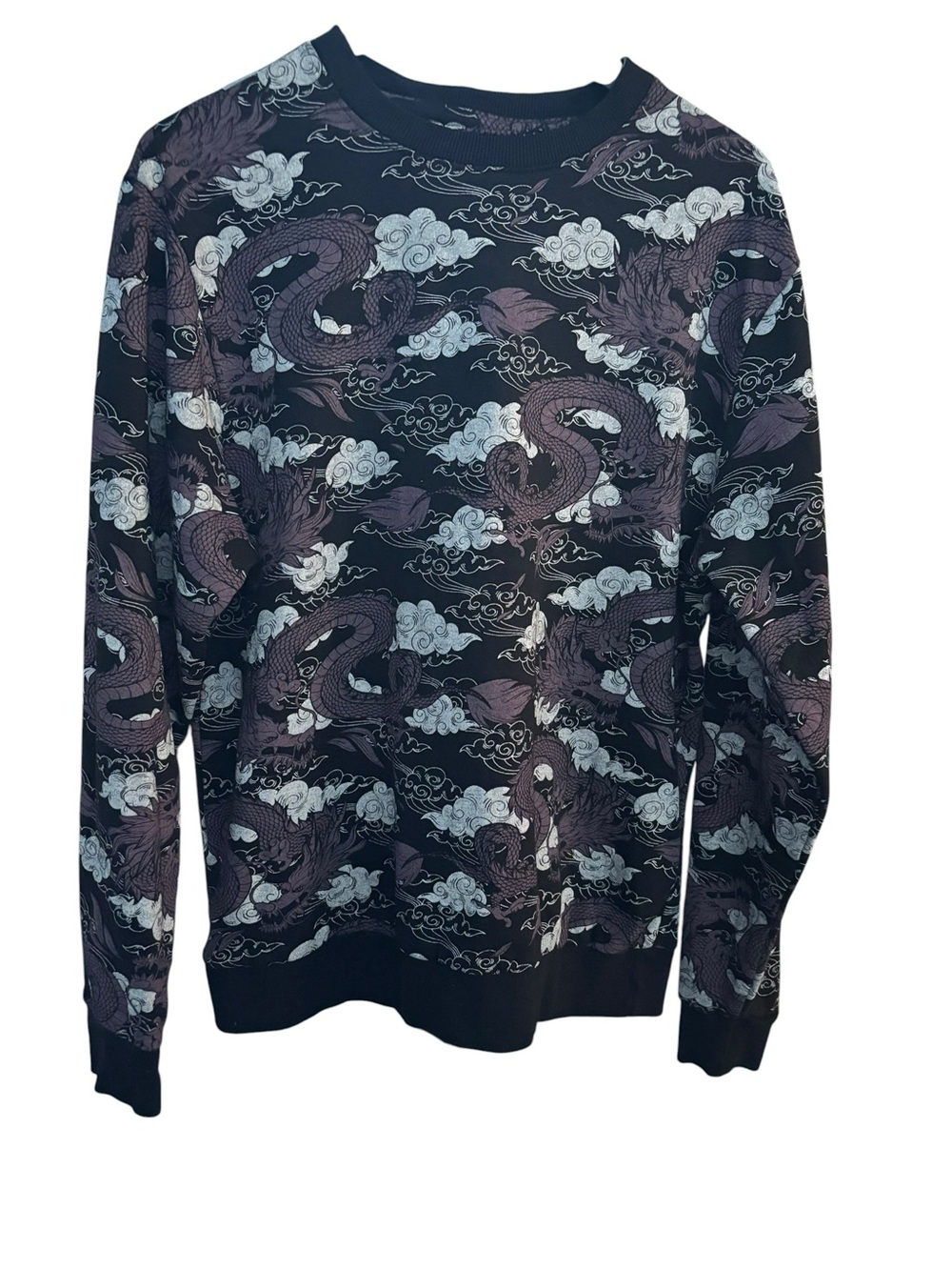 Super Massive Dragon & Clouds Pattern Crewneck Sweatshirt